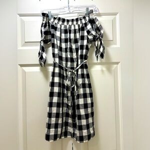 Gingham Off-the-Shoulder Mini Dress